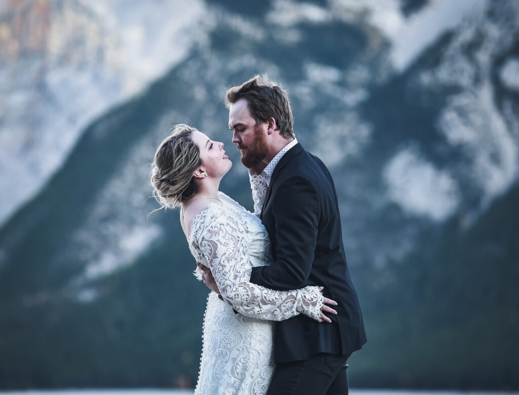 Couple Eloping in National Park in Banff Canada. Elopement Photographer. Mountain photographer.
